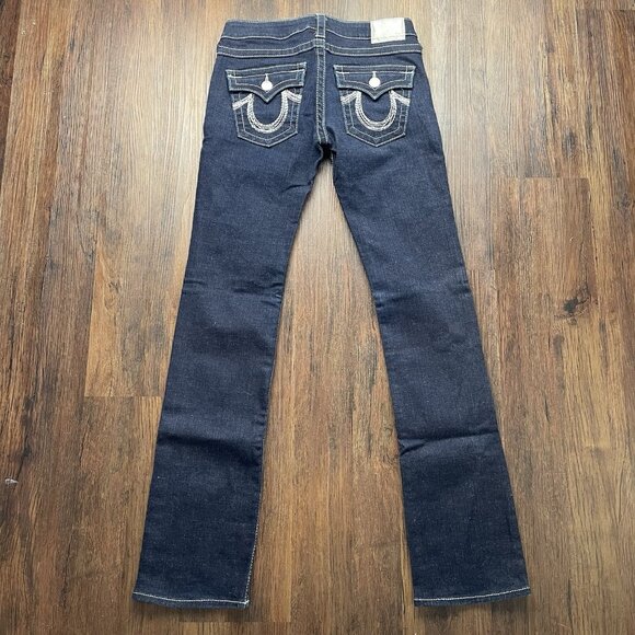 True Religion Jeans Narrow Billy Straight Flap 28x32 Women's Jeans Dark Wash USA - Picture 2 of 11